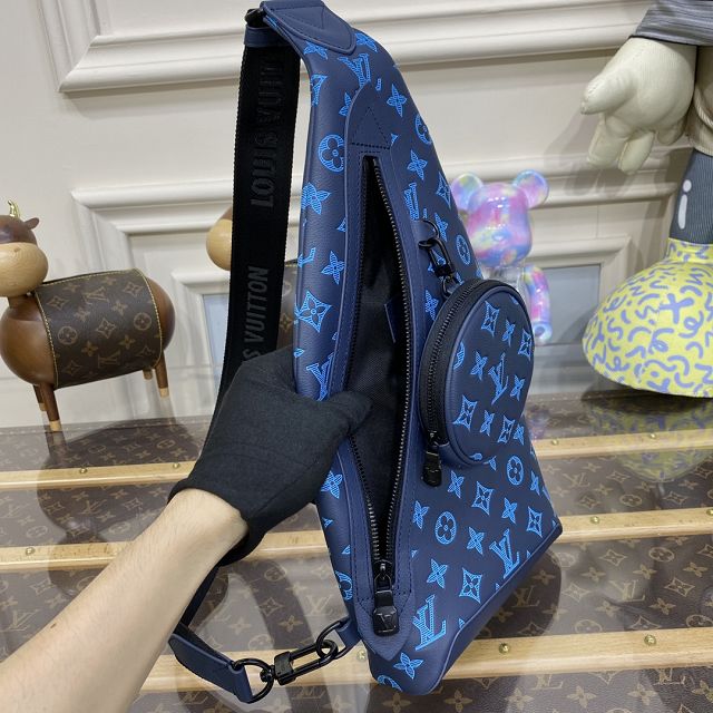 Louis vuitton original calfskin duo slingbag M46562 blue