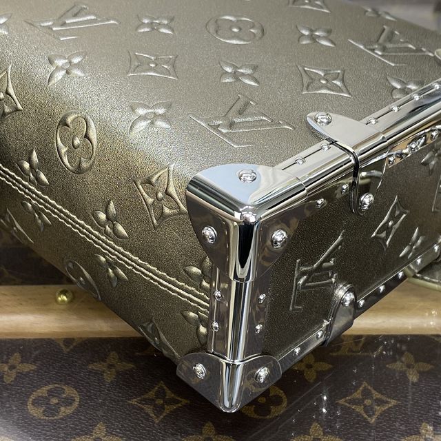 Louis vuitton original calfskin petite malle M21477 silver