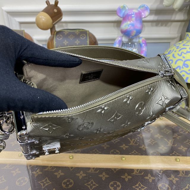 Louis vuitton original calfskin petite malle M21477 silver