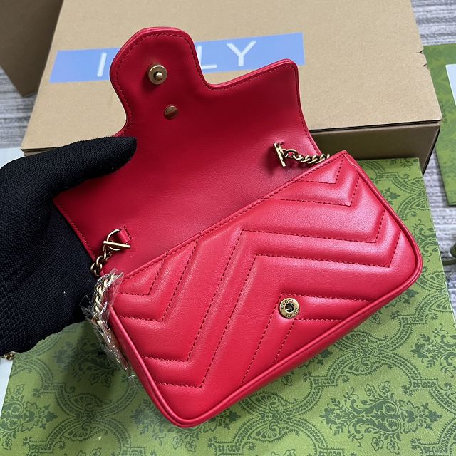 GG original calfskin marmont super mini bag 476433 red