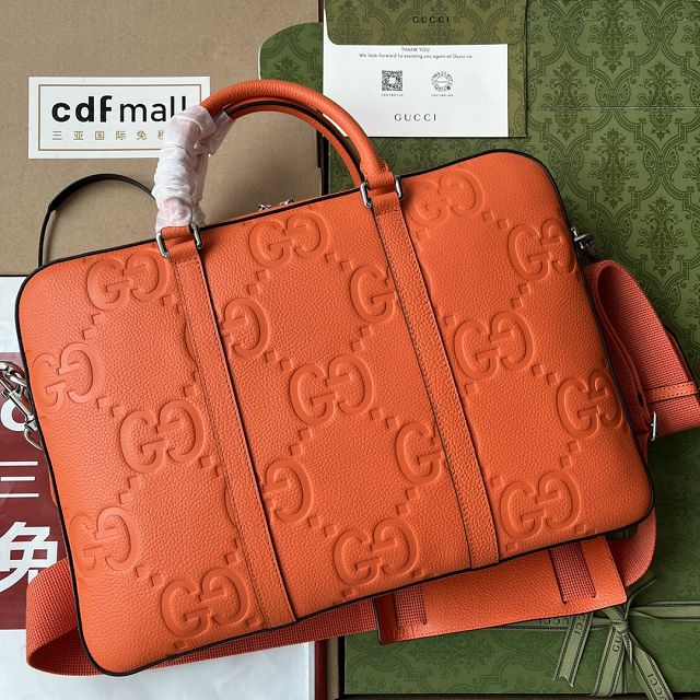 GG original calfskin briefcase 658573 orange