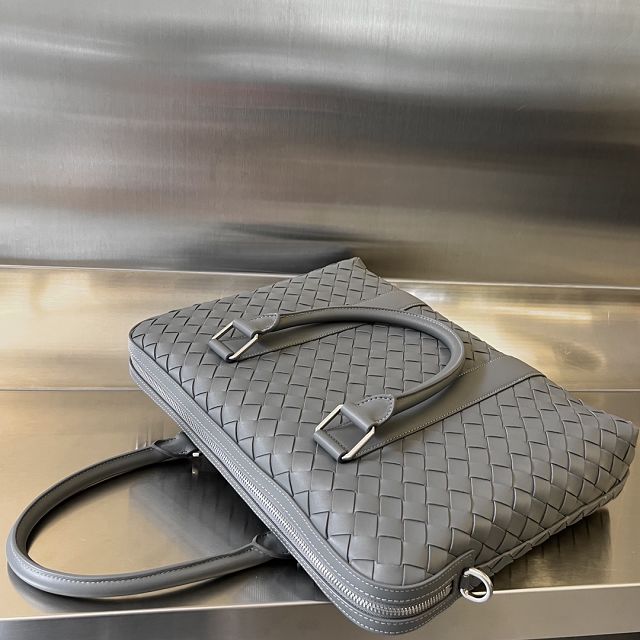 BV original calfskin slim Intrecciato briefcase 690702 grey