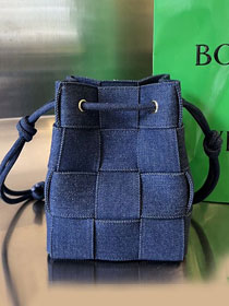 BV original denim small cassette bucket bag 743789 blue