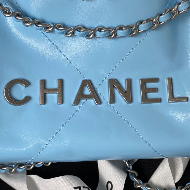 2023 CC original calfskin 22 mini handbag AS3980 light blue