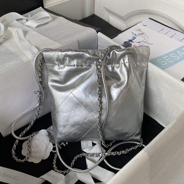 2023 CC original calfskin 22 mini handbag AS3980 silver