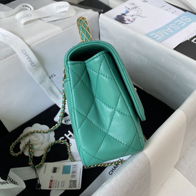 2023 CC original lambskin small flap bag AS4233 green