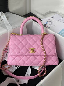 CC original grained calfskin small coco handle bag A92990-2 pink