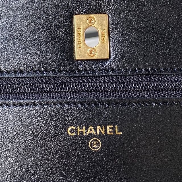 CC original lambskin wallet on chain AP3381 black