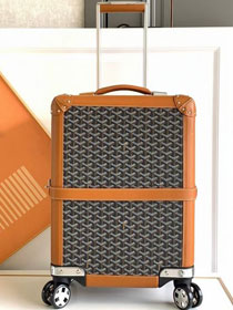 Goyard handmade original canvas&calfskin bourget trolley case GY0033 black&tan