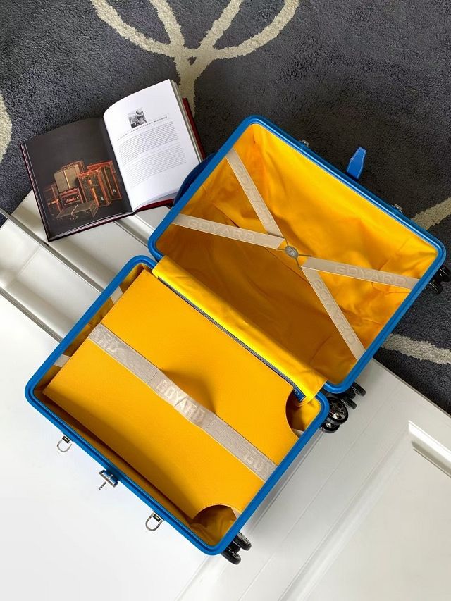 Goyard handmade original canvas&calfskin bourget trolley case GY0033 blue