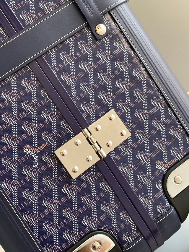 Goyard handmade original canvas&calfskin bourget trolley case GY0033 dark blue