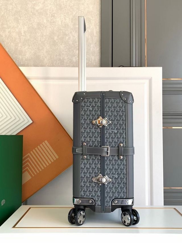 Goyard handmade original canvas&calfskin bourget trolley case GY0033 grey