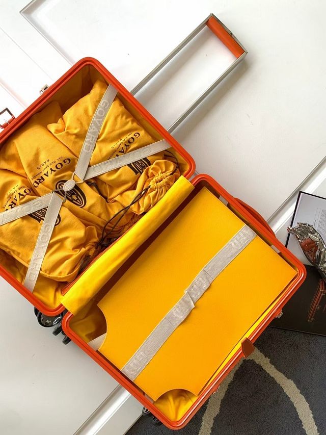 Goyard handmade original canvas&calfskin bourget trolley case GY0033 orange