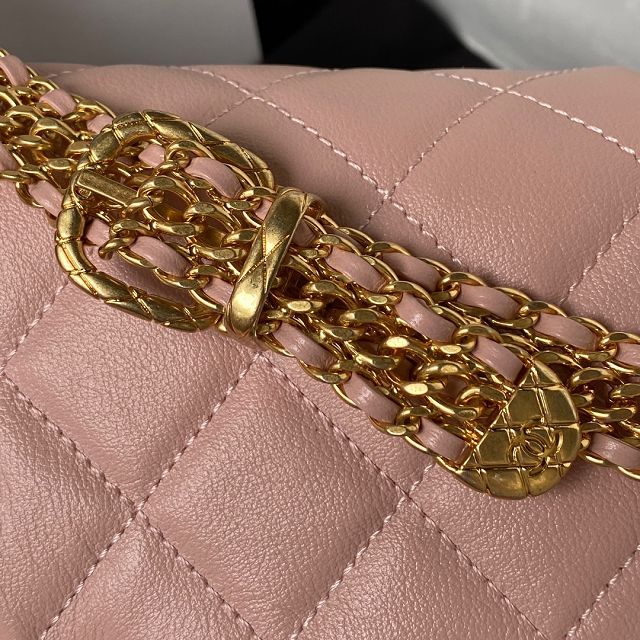 2023 CC original calfskin flap handbag AS3994 pink