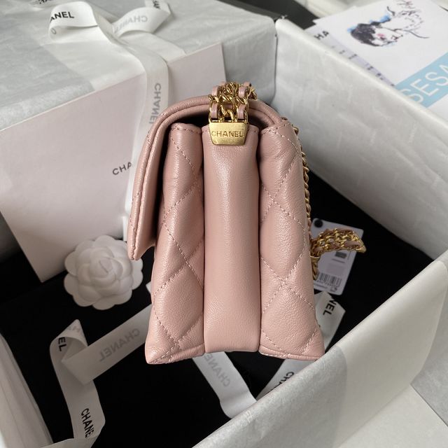 2023 CC original calfskin flap handbag AS3994 pink