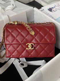 2023 CC original calfskin flap handbag AS3994 red