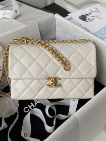 2023 CC original calfskin flap handbag AS3994 white