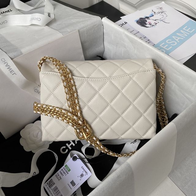2023 CC original calfskin flap handbag AS3994 white