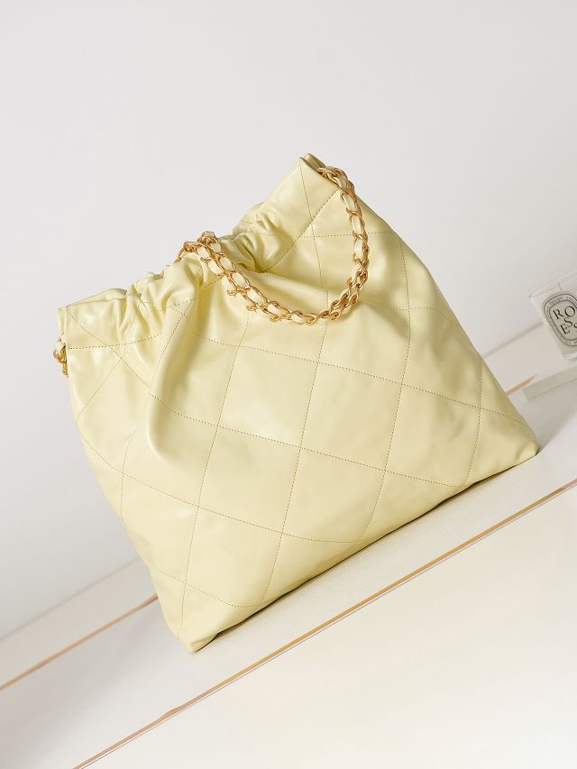 2023 CC original calfskin 22 medium handbag AS3261 light yellow