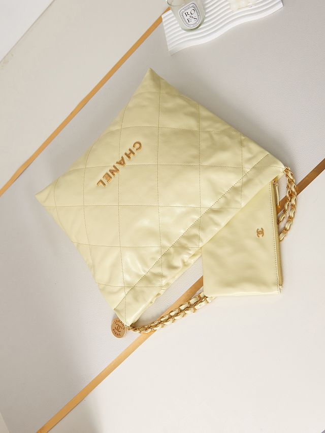 2023 CC original calfskin 22 medium handbag AS3261 light yellow