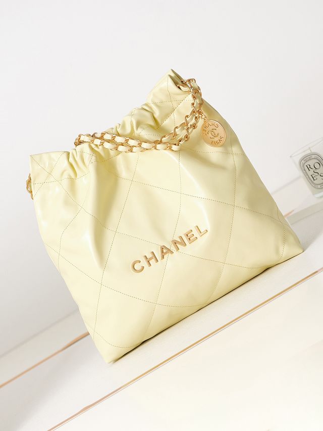 2023 CC original calfskin 22 small handbag AS3260 light yellow