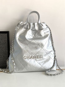 2023 CC original calfskin small 22 backpack AS3859 silver