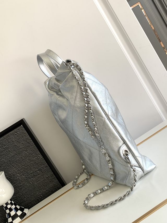 2023 CC original calfskin small 22 backpack AS3859 silver