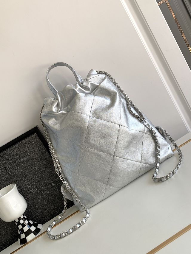 2023 CC original calfskin small 22 backpack AS3859 silver