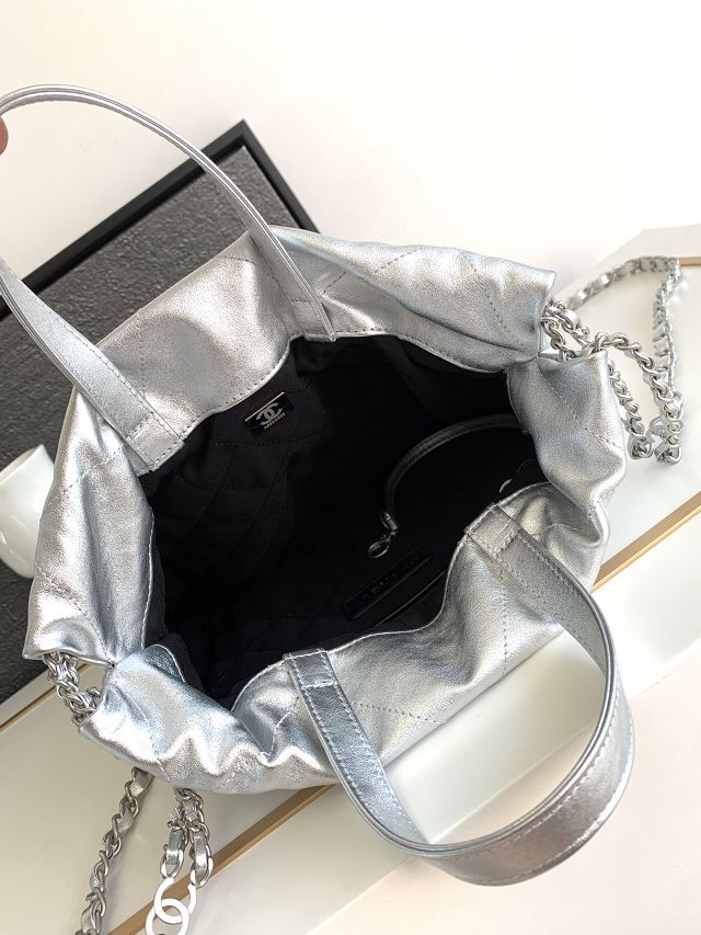 2023 CC original calfskin small 22 backpack AS3859 silver