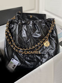 2023 CC original crumpled calfskin 22 medium handbag AS3261 black