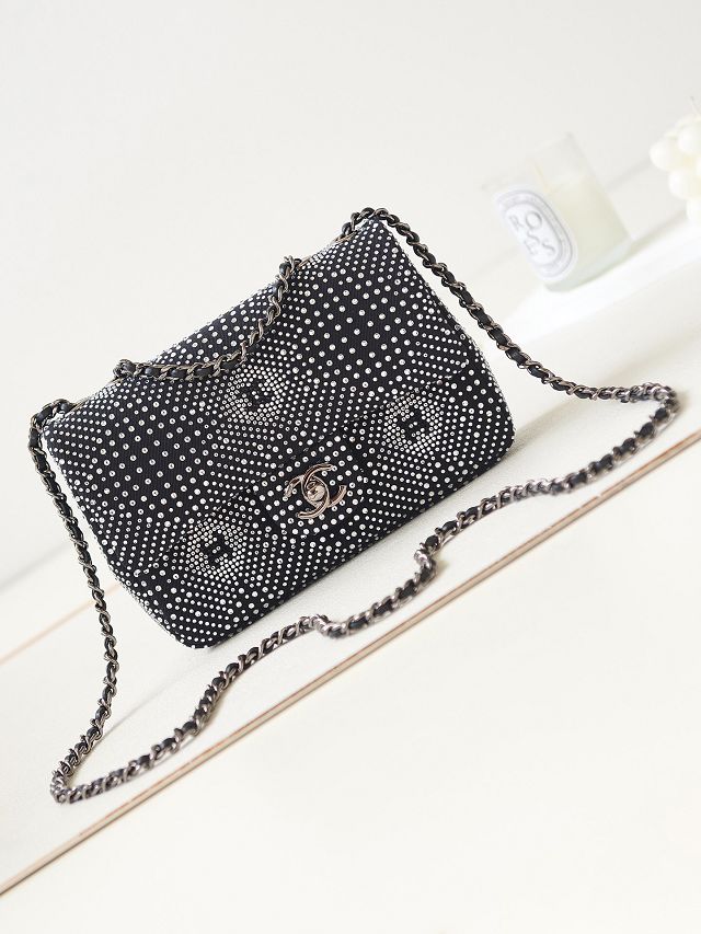 2023 CC original sequins mini flap bag AS3965 black