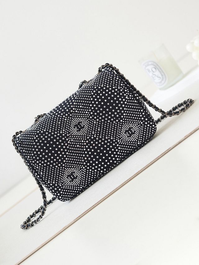 2023 CC original sequins mini flap bag AS3965 black