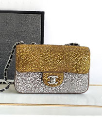 2023 CC original sequins mini flap bag AS3966 gold