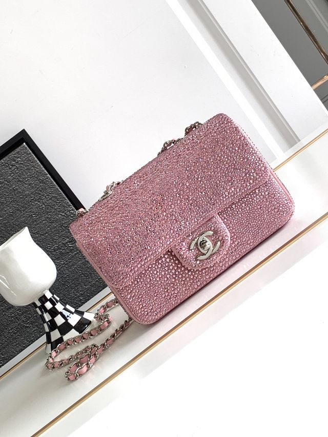 2023 CC original sequins mini flap bag AS3966 pink