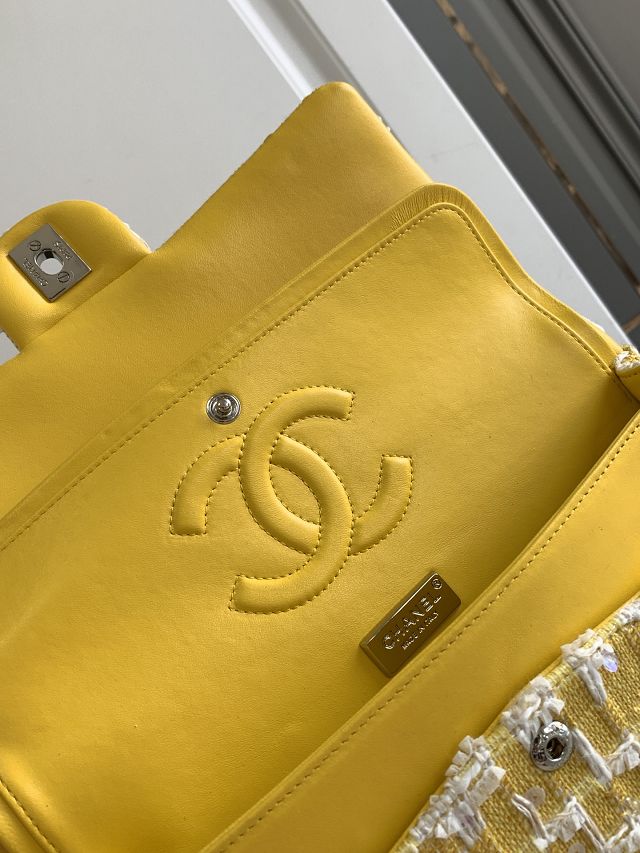 2023 CC original tweed medium flap bag A01112 yellow