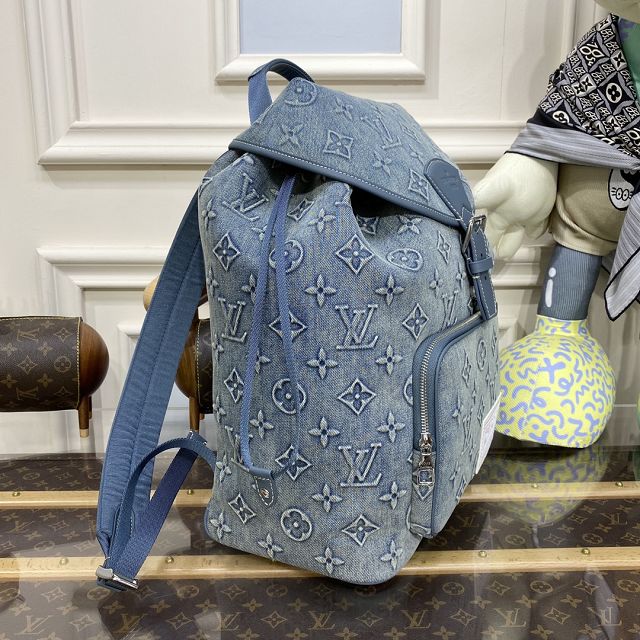 Louis vuitton original denim montsouris backpack M22534 blue