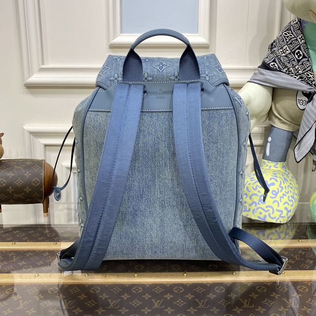 Louis vuitton original denim montsouris backpack M22534 blue