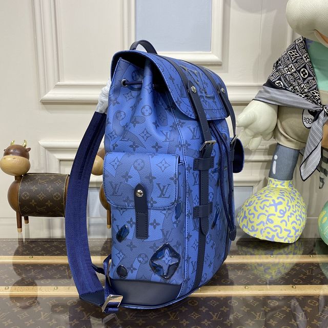 Louis vuitton original monogram canvas christopher backpack mm M22636 blue