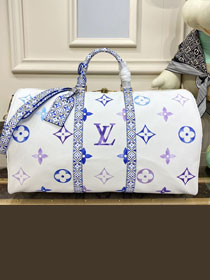 Louis vuitton original monogram canvas keepall 50 M10254 blue