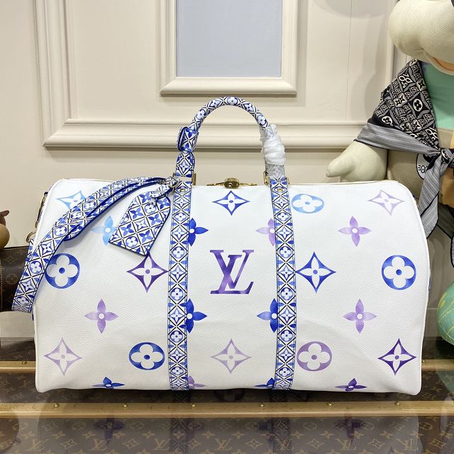 Louis vuitton original monogram canvas keepall 50 M10254 blue