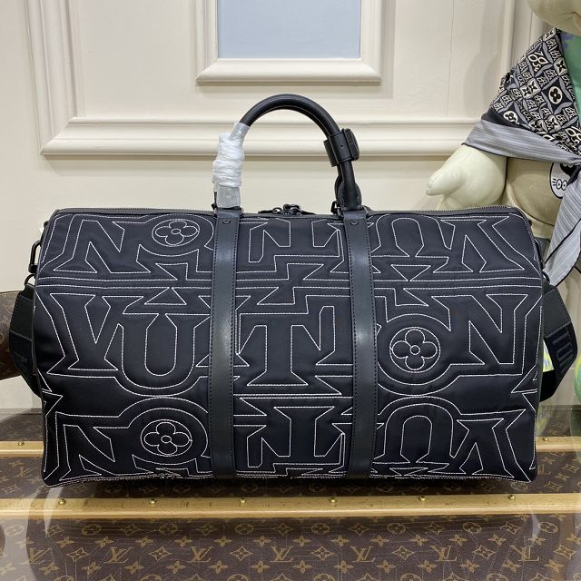 Louis vuitton original nylon keepall 50 M21428 black