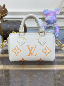 2023 Louis vuitton original calfskin nano speedy M81625 white&apricot