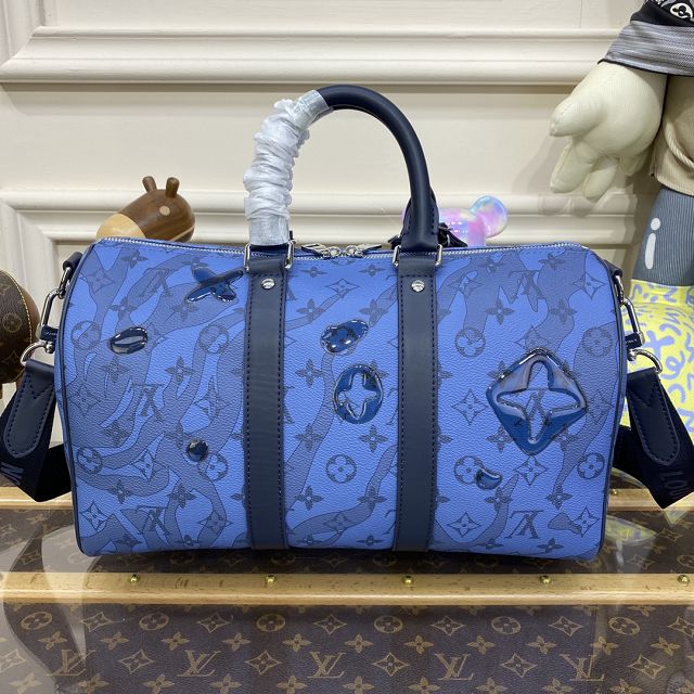 Louis vuitton original monogram canvas keepall 35 M22573 blue