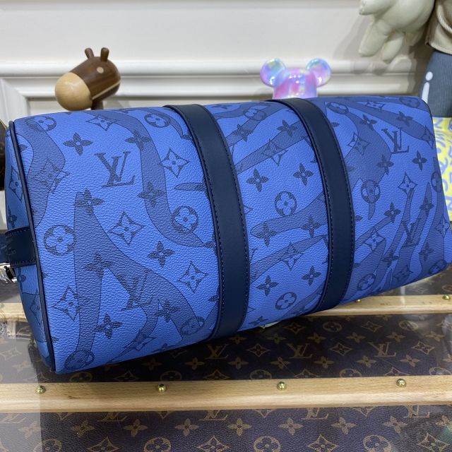 Louis vuitton original monogram canvas keepall 35 M22573 blue