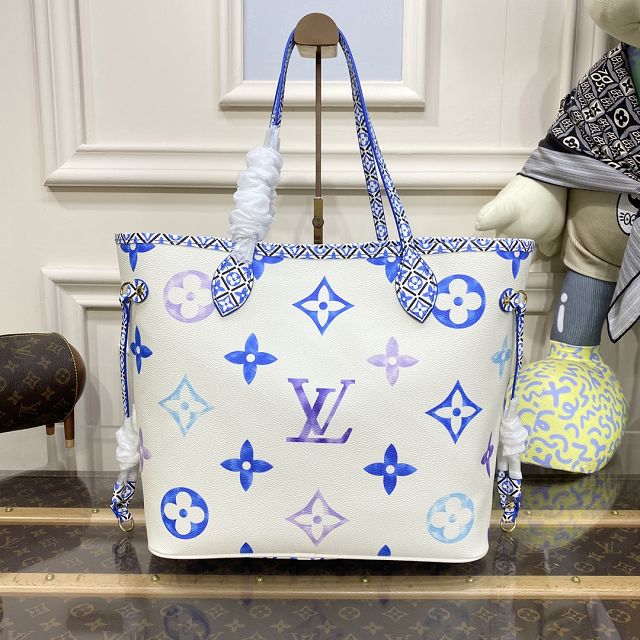 2023 Louis vuitton original monogram canvas neverfull MM M22979 blue