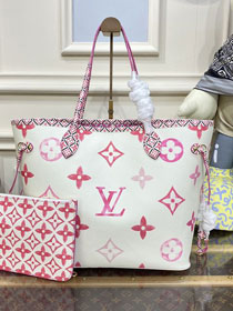 2023 Louis vuitton original monogram canvas neverfull MM M22980 pink