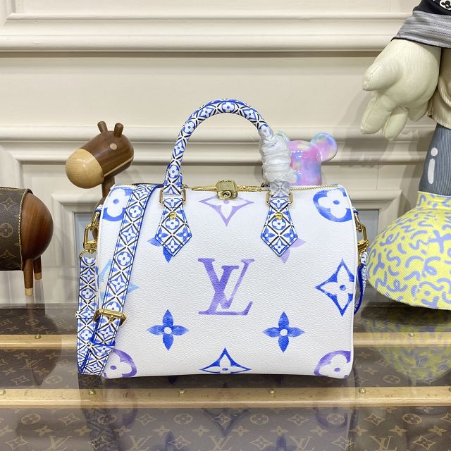 2023 Louis vuitton original monogram canvas speedy 25 M23073 blue