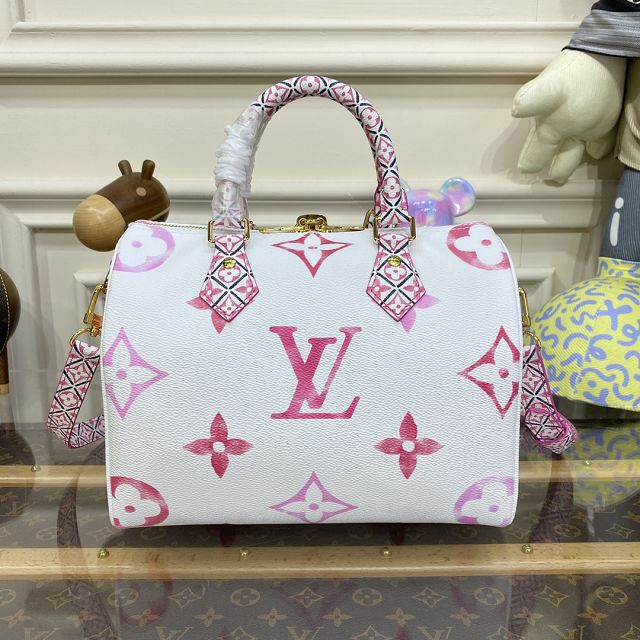 2023 Louis vuitton original monogram canvas speedy 25 M23073 pink