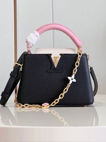 Louis vuitton original calfskin capucines mini handbag M22375 black