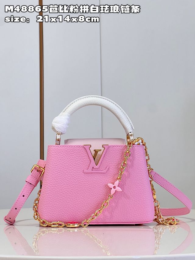 Louis vuitton original calfskin capucines mini handbag M22375 light pink